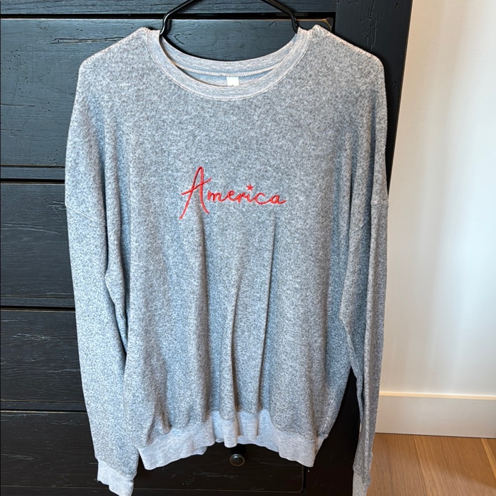 Bella Canvas Crewneck Sweatshirt America Embroidery